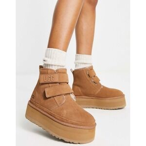 UGG Neumel High Heritage Platform Boots Chestnut Suede Womens 8